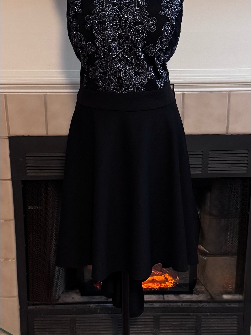 NEW Speechless Black Formal Midi Dress with Shimmering Accents on Bodice